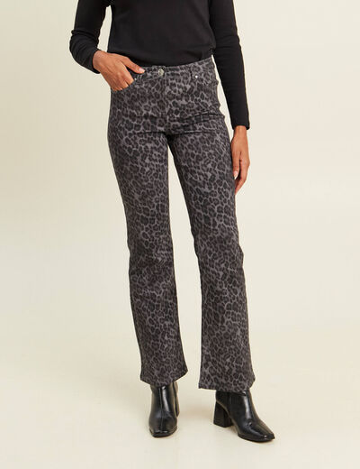 Pantalon bootcut taille bascul&eacute;e gris ardoise femme
