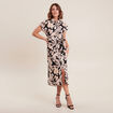 Robe midi droite ceinturée noir femme