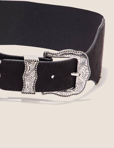 Ceinture large élastiquée noir femme