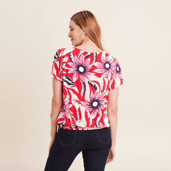 Blouse manches courtes rouge femme