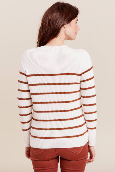 Pull confectionné en France marron femme