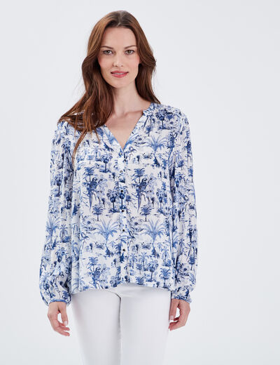 Chemise manches longues blanc femme