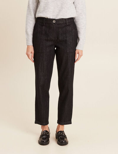 Jean carotte taille basculée noir femme