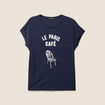 T-shirt col rond manches courtes bleu marine femme