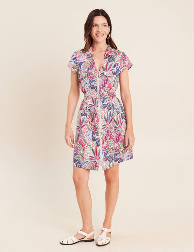 Robe droite zipp&eacute;e mauve femme