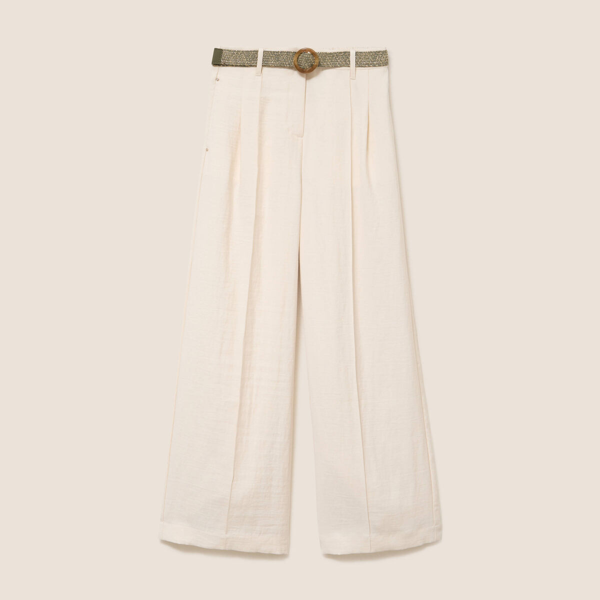 Pantalon large avec ceinture amovible ivoire femme