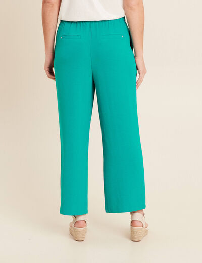 Pantalon coupe large avec pan vert &eacute;meraude femme