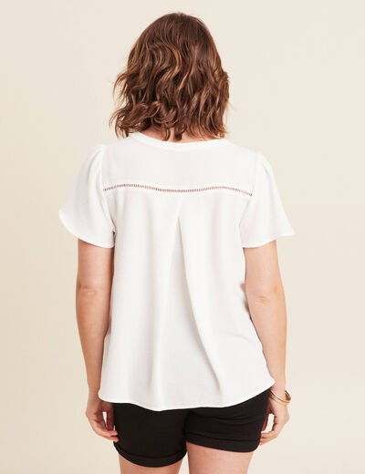 Blouse manches courtes ecru femme