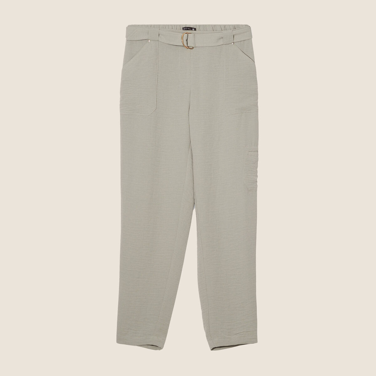 Pantalon flou ceinturé vert clair femme