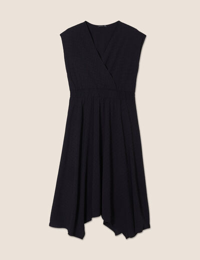 Robe évasée taille smockée noir femme