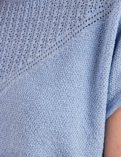 Pull manches courtes bleu femme