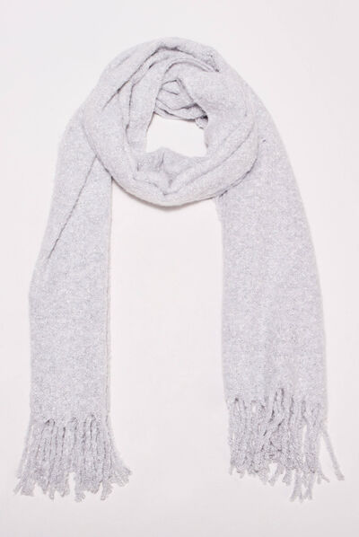 Écharpe à franges gris clair femme