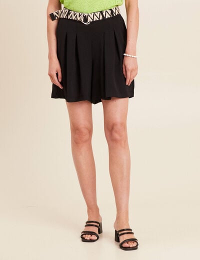 Short avec ceinture amovible noir femme