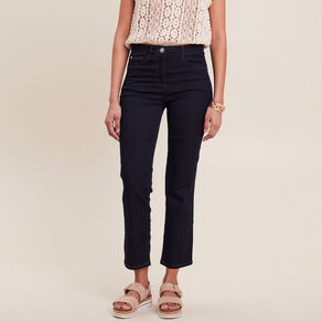 Jean droit taille haute 7/8ème denim brut femme