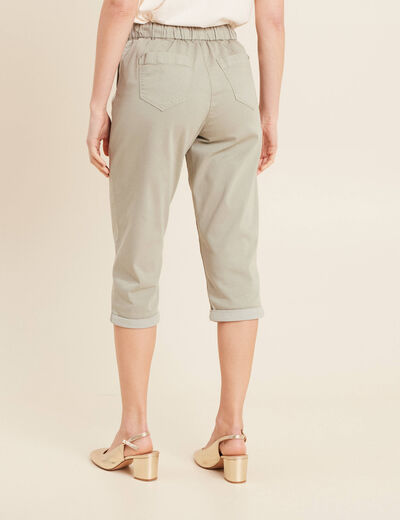 Pantacourt coupe mom large vert clair femme