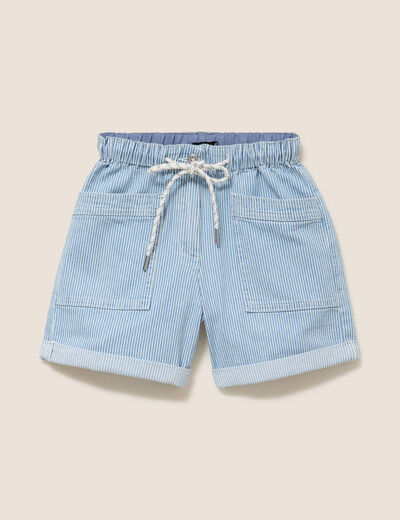Short relax en jean bleu femme