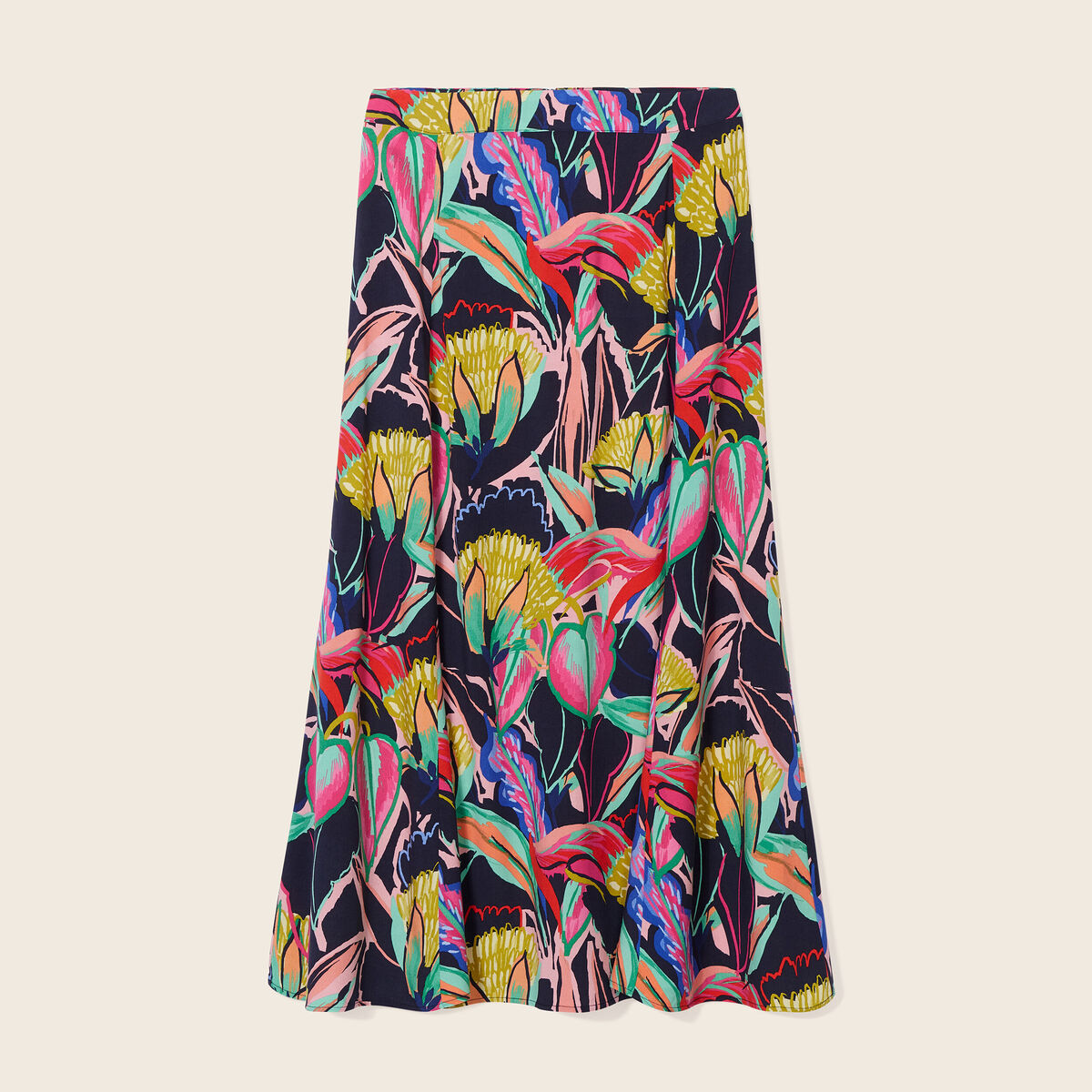 Jupe longue évasée multicolore femme