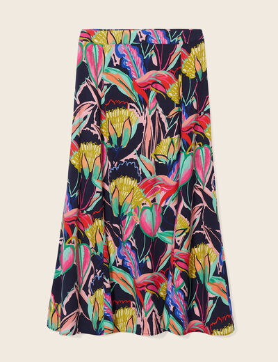 Jupe longue évasée multicolore femme