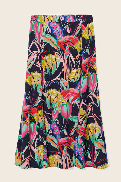 Jupe longue évasée multicolore femme