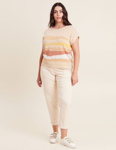 Pull sans manches beige femme