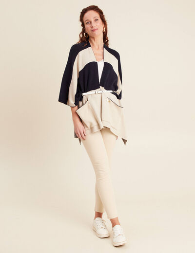 Poncho avec poches bleu foncé femme