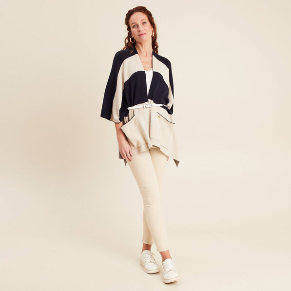 Poncho avec poches bleu foncé femme