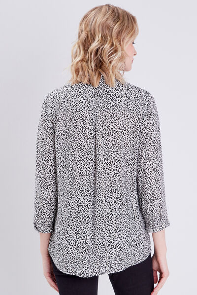 Blouse manches 3/4 noir femme