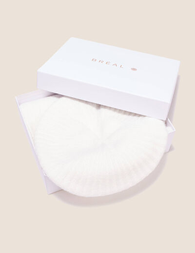 Ensemble béret et écharpe ecru femme