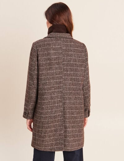 Manteau col montant doubl&eacute; marron femme