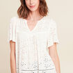 Blouse ample manches courtes ecru femme