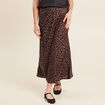Jupe longue effet satin marron femme
