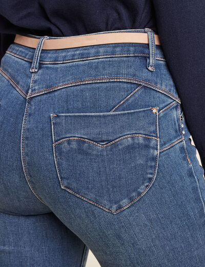 Jean ajusté ceinturé denim stone femme