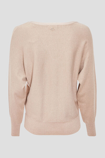 Pull manches longues couleur or femme