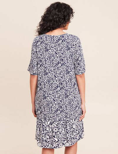 Robe courte &eacute;vas&eacute;e col V bleu femme