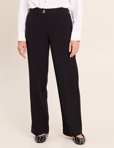 Pantalon taille haute fluide noir femme