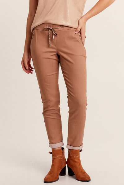 Pantalon jogger 7/8ème marron femme