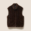 Veste col montant doubl&eacute;e marron femme