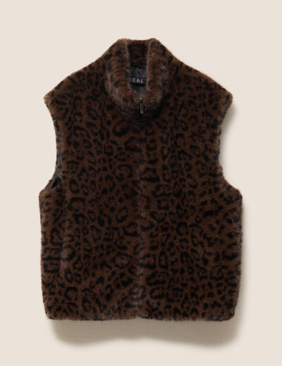 Veste col montant doubl&eacute;e marron femme