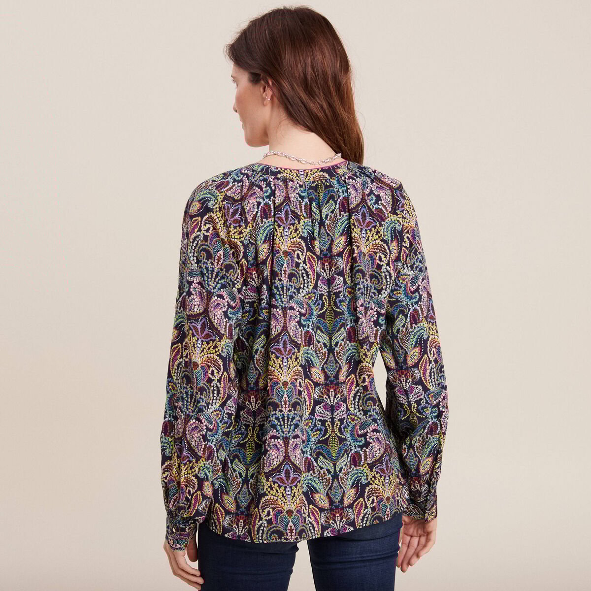 Blouse manches longues multicolore femme