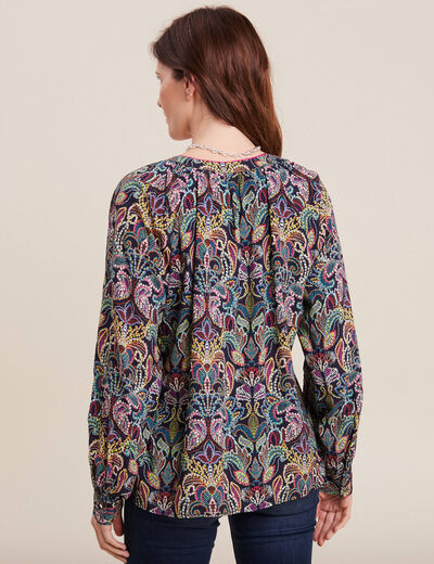 Blouse manches longues multicolore femme