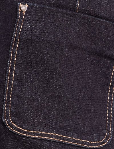 Jupe courte trap&egrave;ze en jean denim brut femme