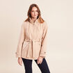 Parka droite ceintur&eacute;e beige femme