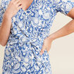 Robe droite courte col V bleu femme