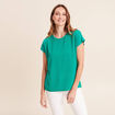 T-shirt bi-mati&egrave;re manches courtes vert menthe femme