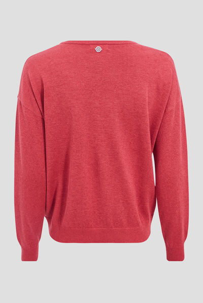 Pull manches longues rose framboise femme