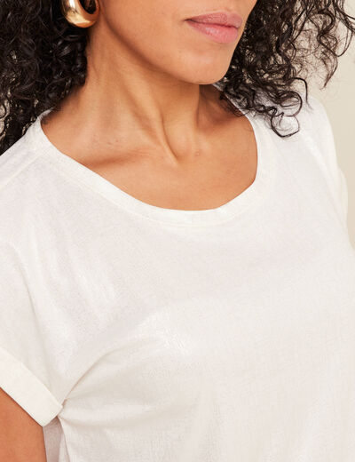 T-shirt manches courtes ecru femme