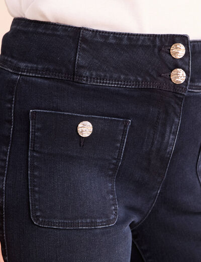 Jean coupe bootcut taille haute denim blue black femme