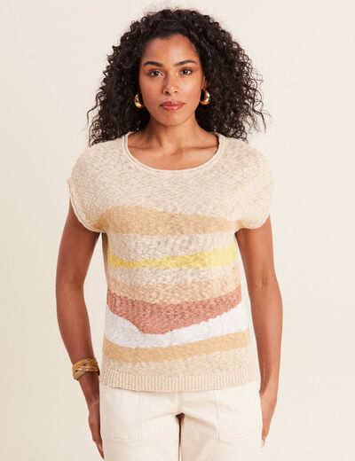 Pull sans manches beige femme