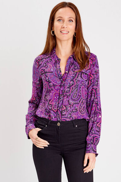 Chemise manches longues violet foncé femme