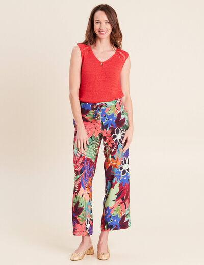 D&eacute;bardeur tricot sans manches rouge femme